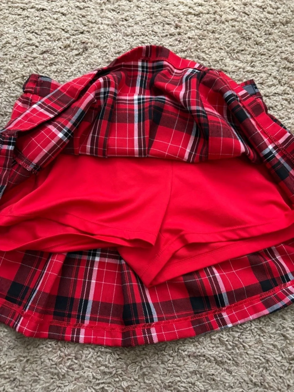Justice Girl’s Mini Plaid Belted Red Skirt Girl’s Sz 18 Preppy Punk